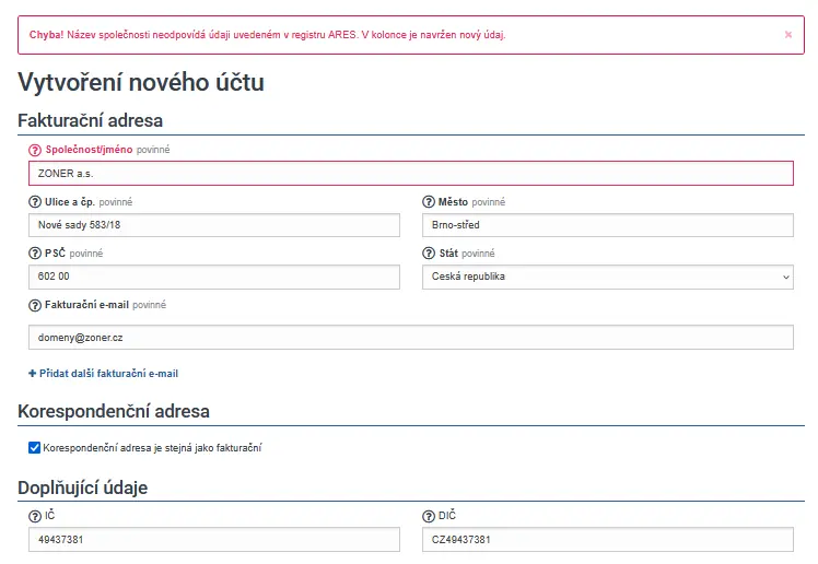 Ukázka doplňování údajů 2