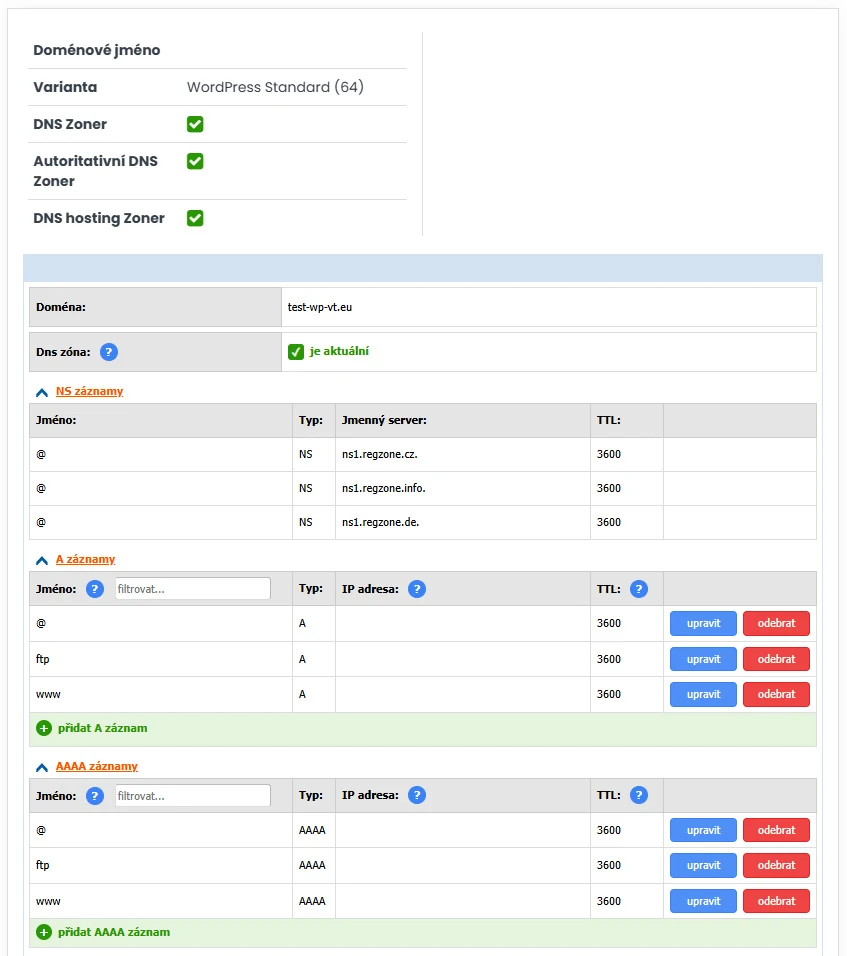 Nové rozhraní DNS manažera